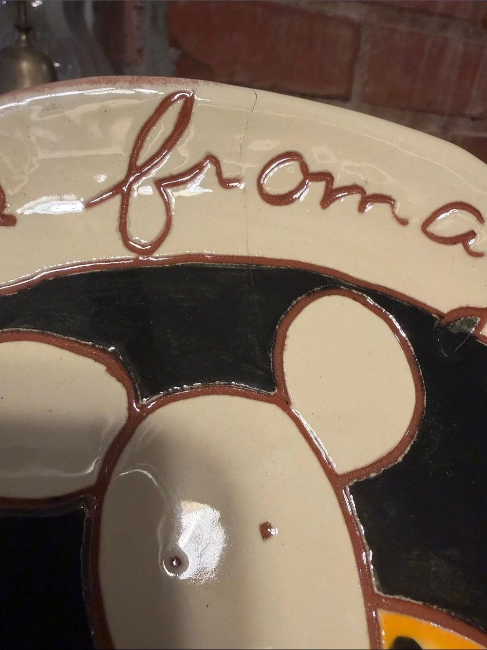 Hand-Painted hand made Cheese Mouse I Love Cheese Plate